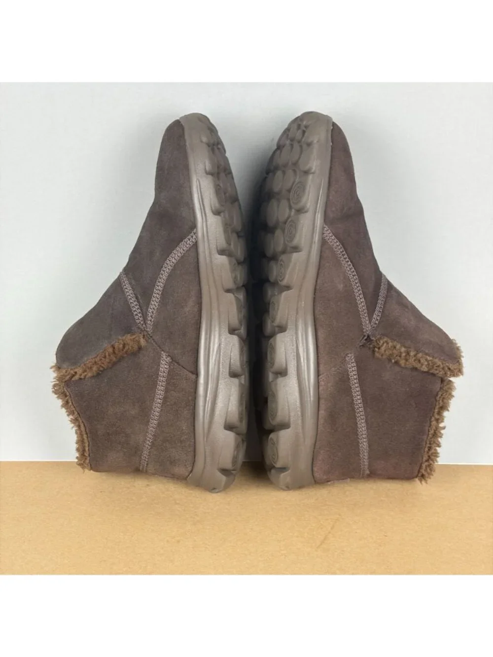 Skechers Go Walk Move Chugga Pull On Boots Womens 11 Chocolate Brown Faux Fur